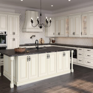 CW-B24 Raised Panel Antique White Base Cabinets
