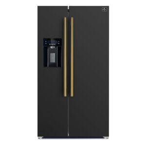 Forno Salerno Espresso 36-Inch Black Side-by-Side Refrigerator, 20 Cu. Ft., Frost-Free, Ice & Water Dispenser, ENERGY STAR Certified