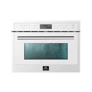 Forno Oliena Espresso White 24-Inch Built-In Microwave and Convection Oven Combo, 1.6 cu.ft