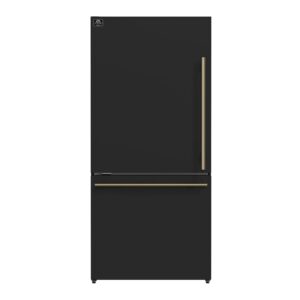 Forno Milano Espresso 31-Inch Black Bottom Freezer Refrigerator, 17.2 Cu. Ft., Energy-Efficient, No Frost, Built-In Ice Maker
