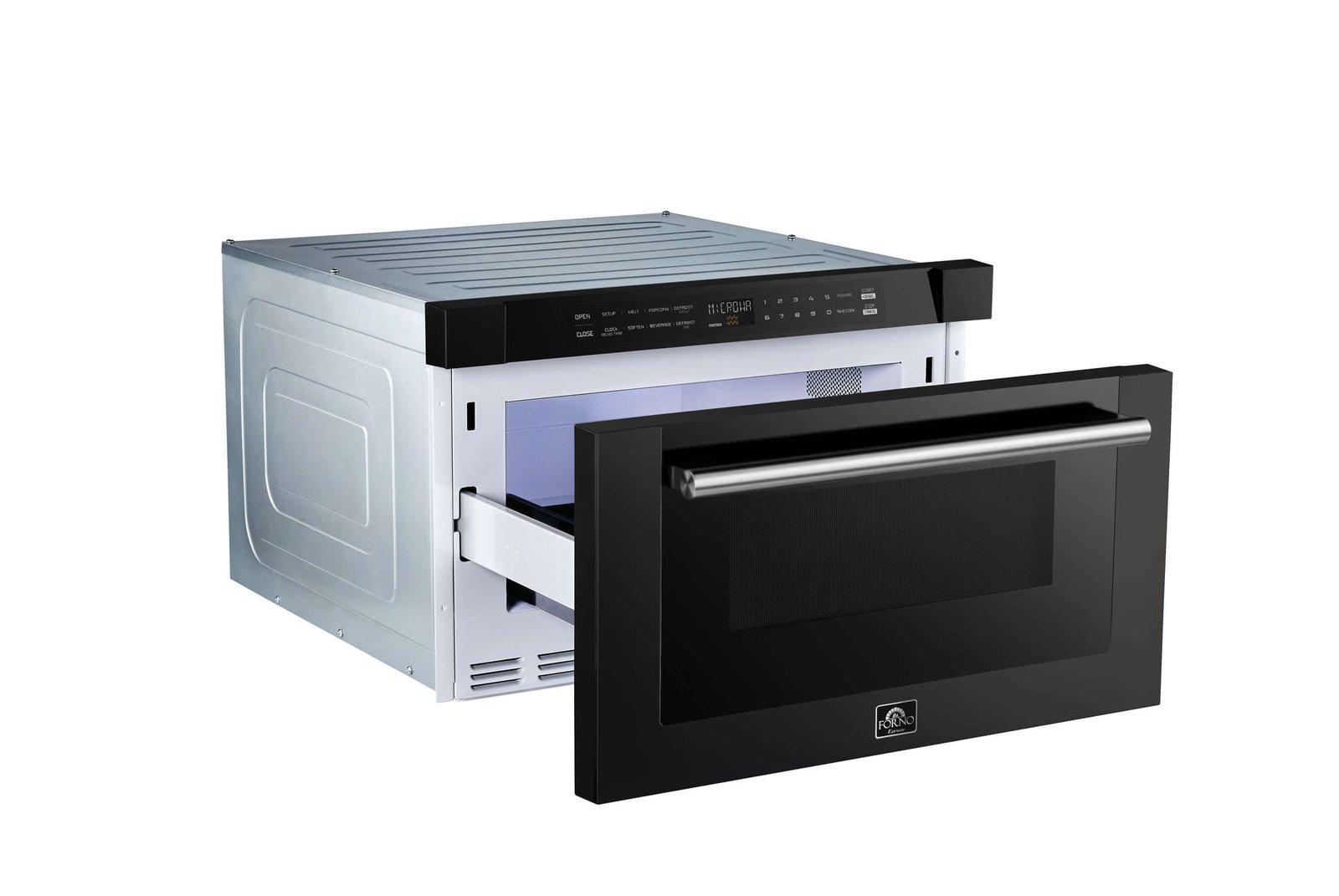 Microwave_FMWDR3000-24BLK_2024-08_Angled_Left_Door_Open_V1.jpg