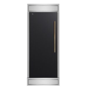 Forno Maderno 28-Inch Built-In Convertible Refrigerator in Black with Antique Brass, 13.6 cu.ft
