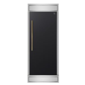Forno Maderno 28-Inch Built-In Convertible Refrigerator in Black with Antique Brass Handle, 13.6 cu.ft
