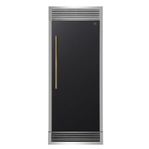 Forno Maderno 28-Inch Built-In Convertible Refrigerator in Black with Antique Brass Handle, 13.6 cu.ft