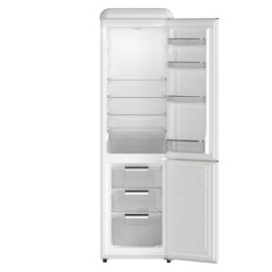 Forno Storico 22-Inch Retro bottom freezer Fridge in White, 9 cu.ft, copper-tone handle