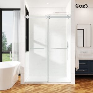 Cozy 56"-61"W x 72"H Frameless Double Sliding Shower Door, 3/8" Tempered Glass