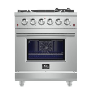 Forno Massimo 30-Inch Freestanding Gas Range, 5 Burners, True Convection Oven
