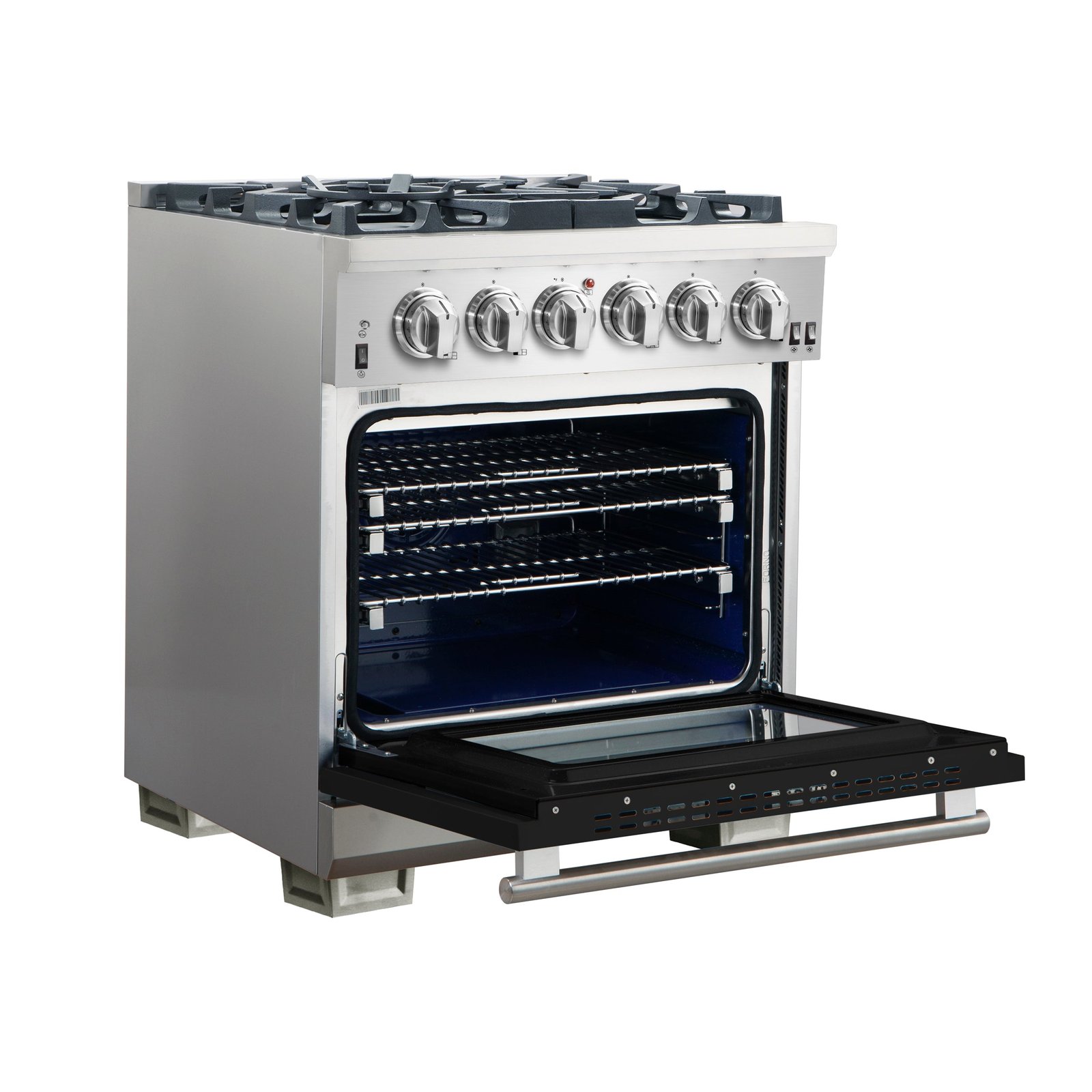 Gas-Range_FFSGS6260-30BLK_angle-open-black-door_2025-10-16.jpg