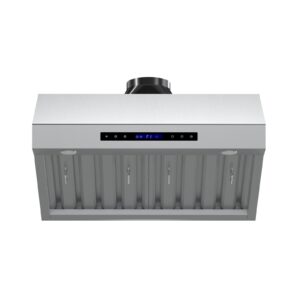 Forno Palazzo 30-Inch Wall Mounted Range Hood, Stainless Steel, Heavy Duty Baffle Filters, Remote Control