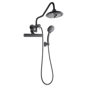 Forno Acqua AcquaFALL Mini 8 Inch Shower Head, Matte Black Finish, Overhead Rainfall Shower, Handheld Shower Head, Body Jets, 1.8 GPM Flow Rate