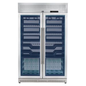FORNO Abruzzo 48-Inch Dual Zones Wine Cellar, 102 Bottles, 24 cu. ft., Green Acrylic Holders & Black Shelves